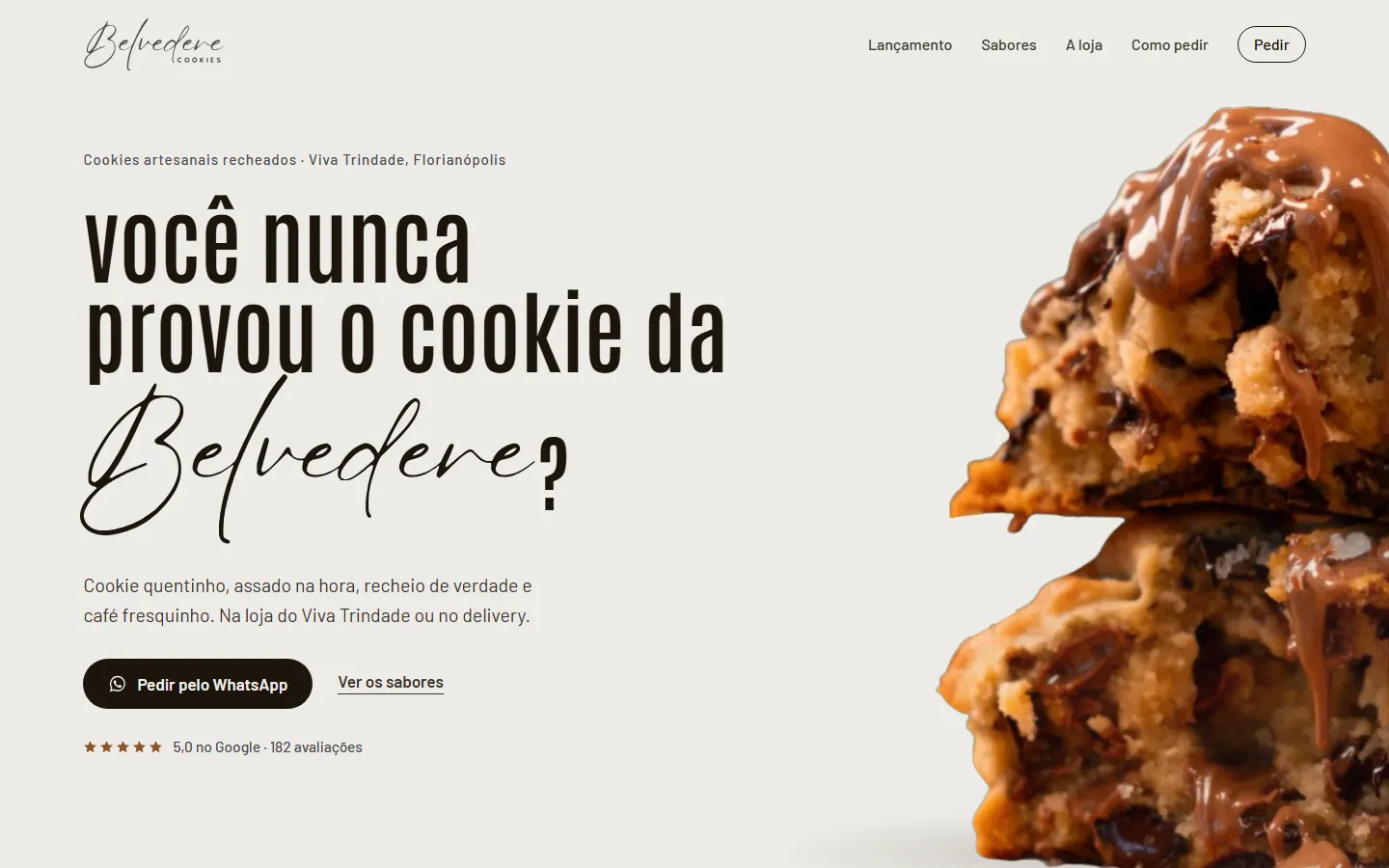 Página da Belvedere Cookies vista no computador