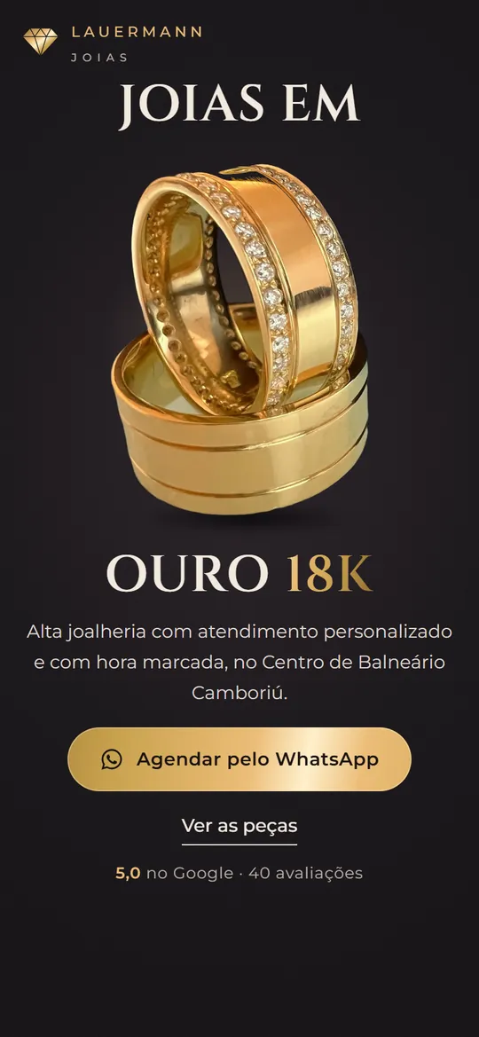 Página da Lauermann Joias vista no celular