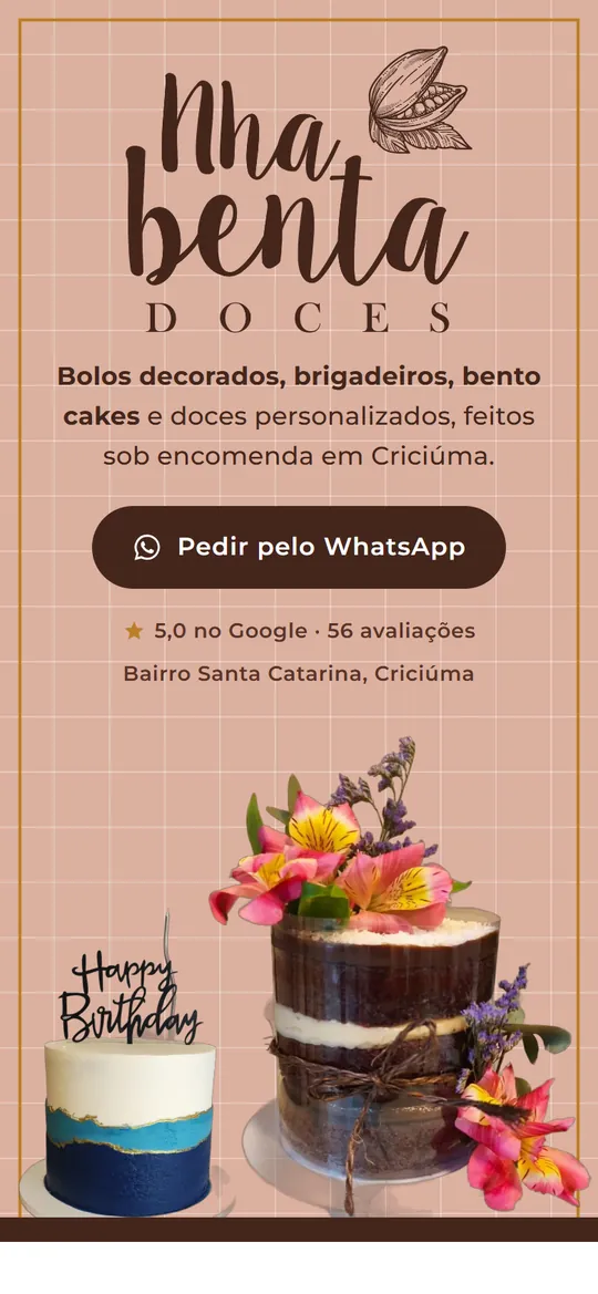 Página da Nhá Benta Doces vista no celular